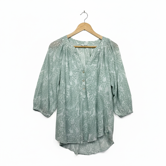 Target Sage Green Floral Peasant Top - Size 16