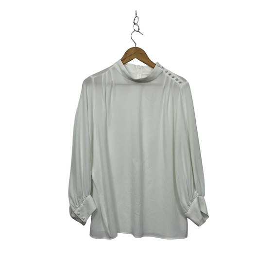 Veronika Maine White Sheer Blouse - Size 16