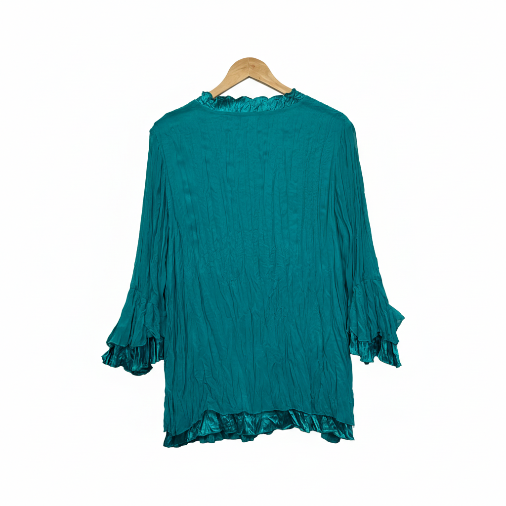 Eve Hunter Teal Ruffle Trim Top - Back View