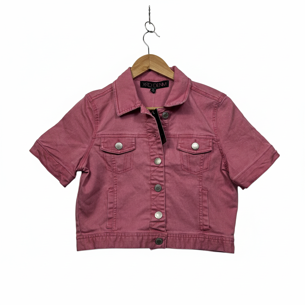 XRD Denim pink cropped denim jacket size 12