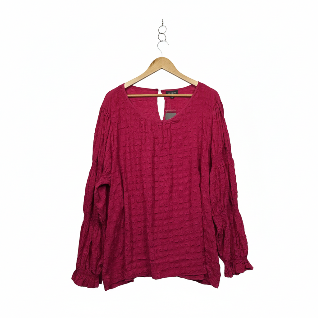 Autograph Pink Textured Top with Ruffle Sleeves - Size 22