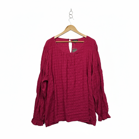 Autograph Pink Textured Top with Ruffle Sleeves - Size 22