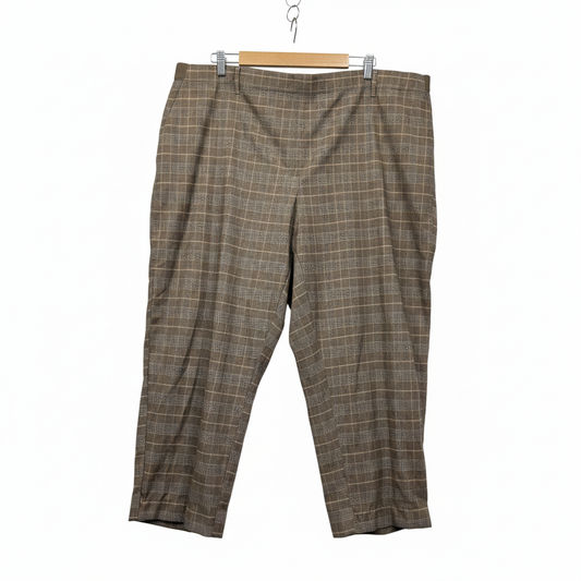 Suzanne Grae Brown Check Pants - Size 22