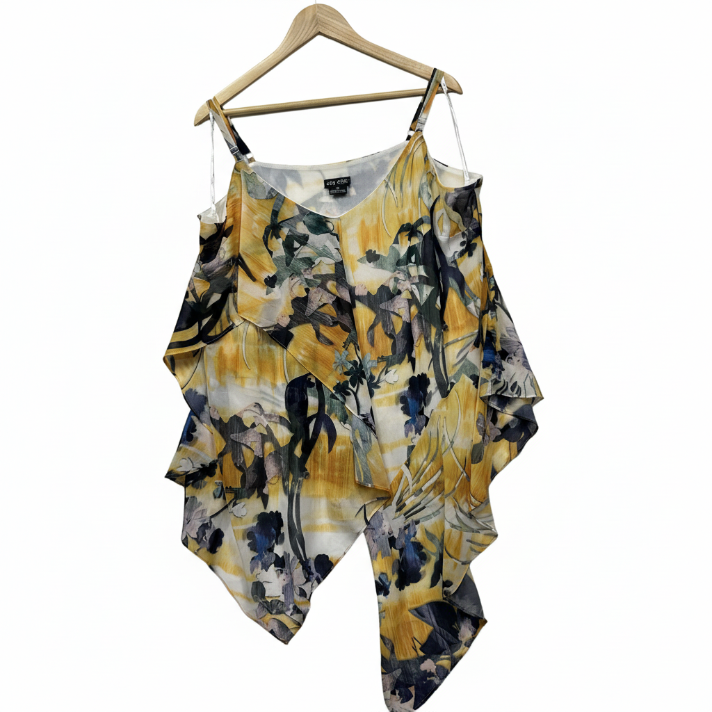 City Chic multicoloured floral cold shoulder top - front view