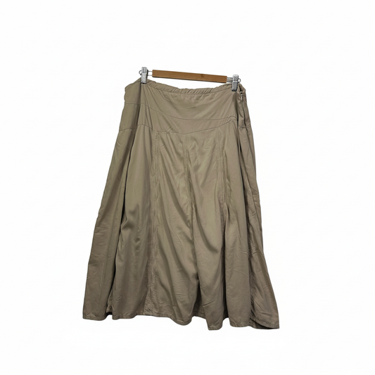 Blue Illusion Taupe A-Line Skirt with Decorative Stitching - Size XL