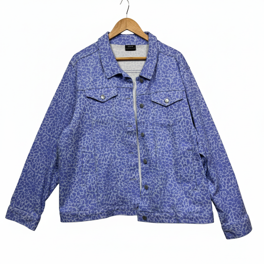Sara Blue Leopard Print Jacket - Size 22
