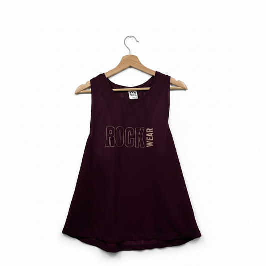 Rockwear Burgundy Textured Sleeveless Activewear Top - Size 14