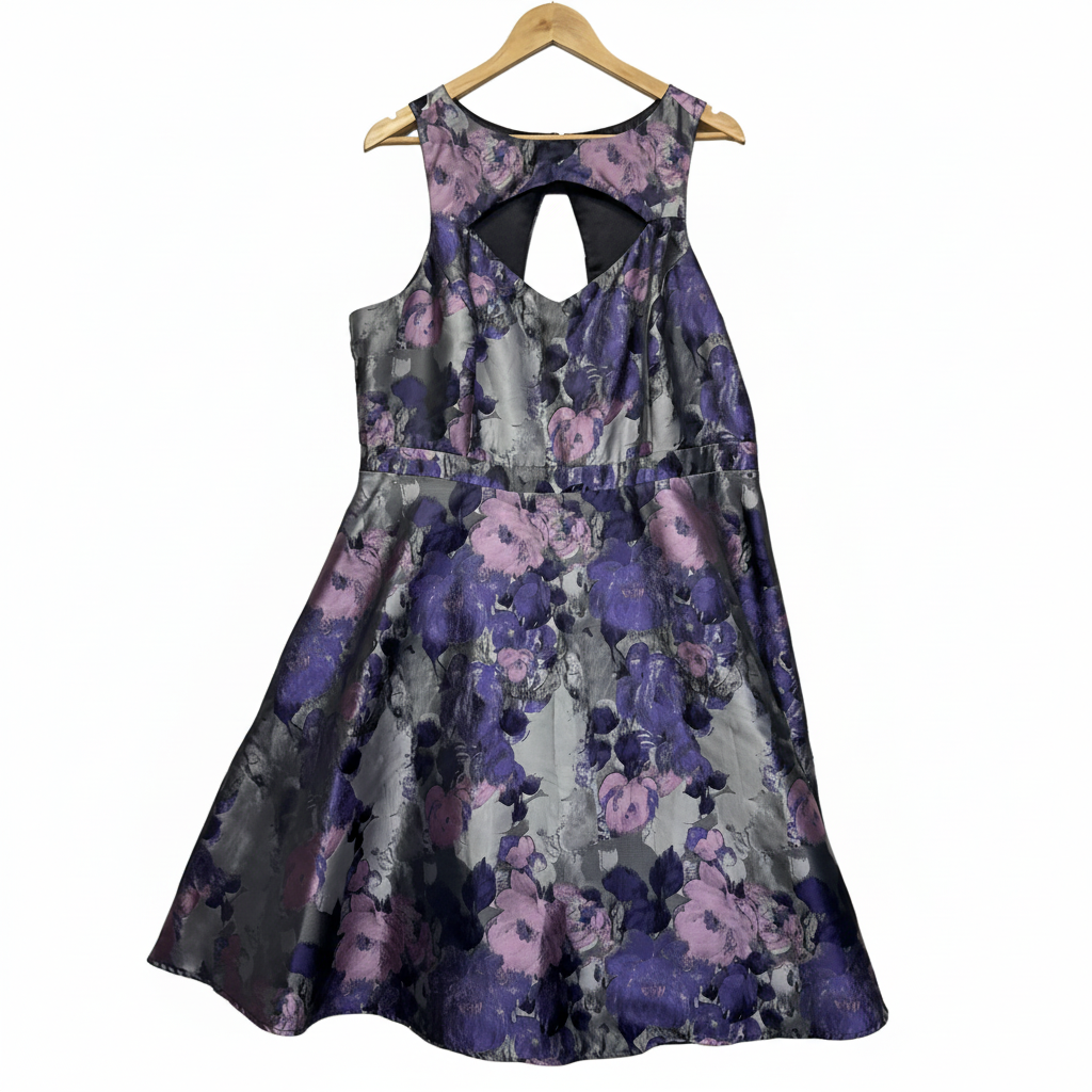 City Chic Purple and Silver Metallic Brocade Jacket Size M