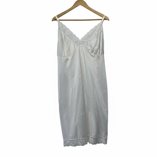 White Lace Trim Slip Lingerie - Size 14/16