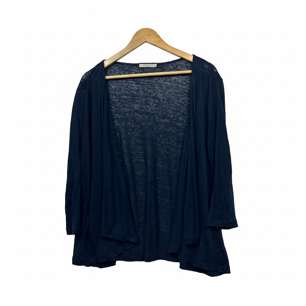 Metalicus Navy Linen Open Front Top - Size M/L