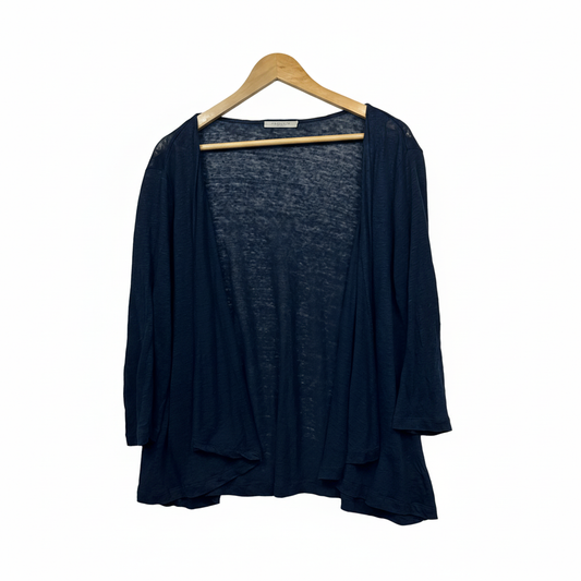 Metalicus Navy Linen Open Front Top - Size M/L