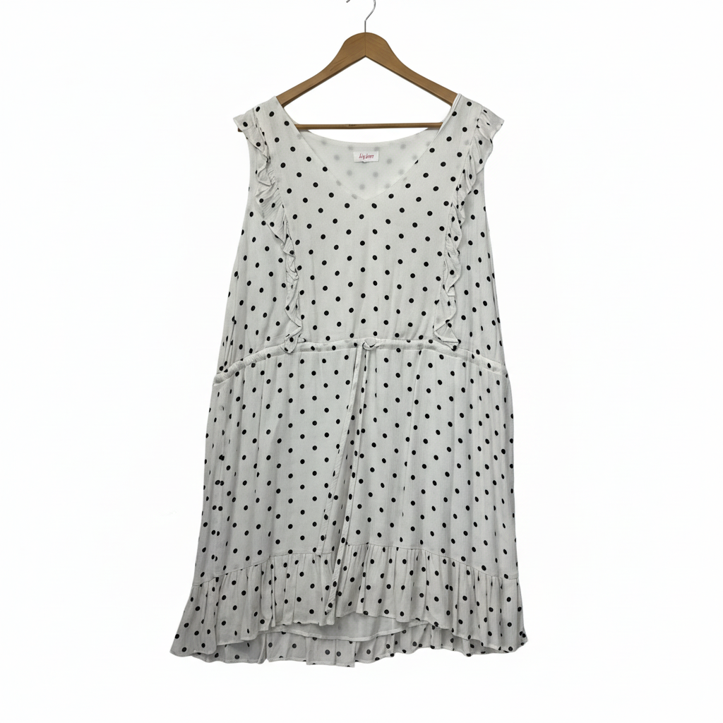 Lily Loves White & Black Polka Dot Dress - Size 18
