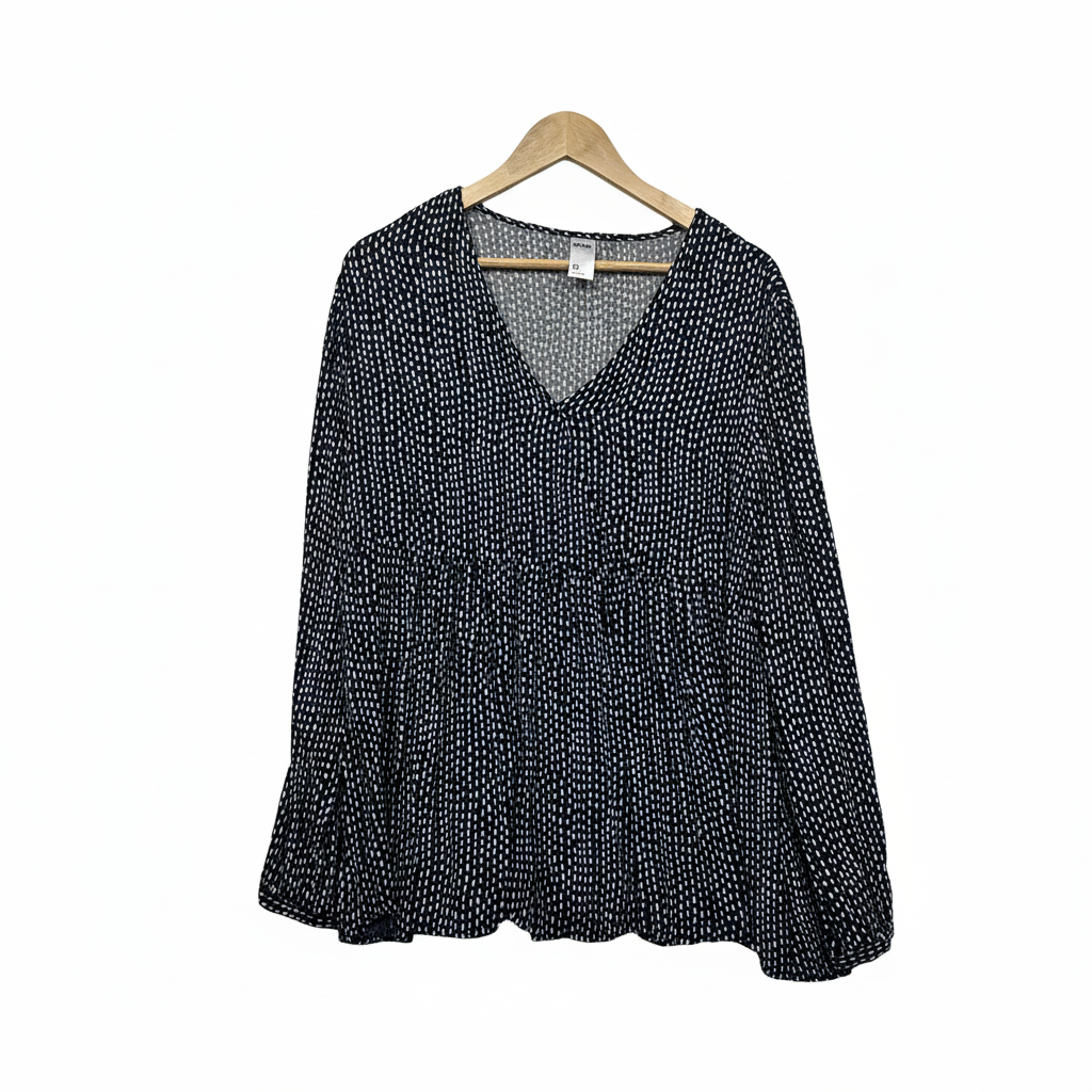 Anko Navy Spotted Long Sleeve Top - Size 18