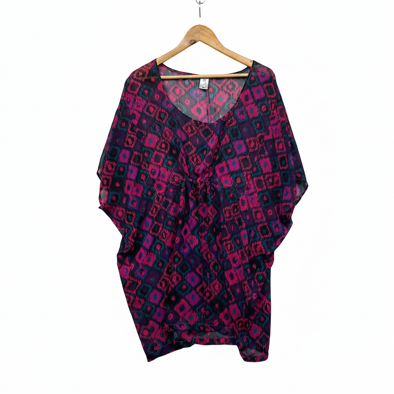 Target Pink Purple and Teal Ikat Print Kaftan - Size 18