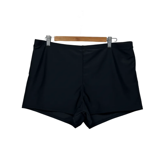 Black swim shorts back view