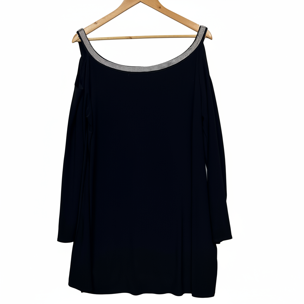 Joseph Ribkoff Black Diamante Trim Top - Size 18 brand label