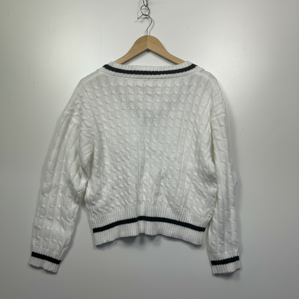 Shein White Cable Knit Jumper - Brand Label