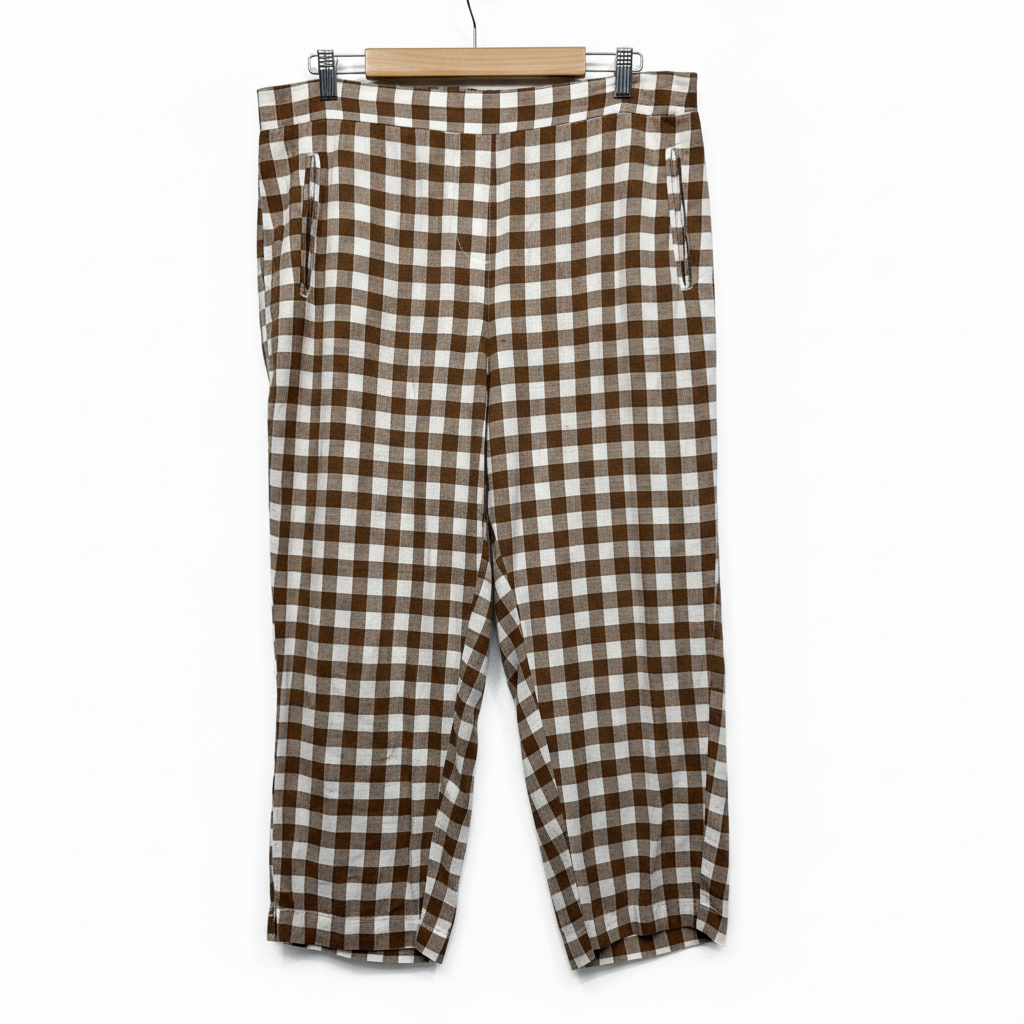 Grae Linen gingham check capri pants - front view