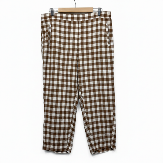 Grae Linen gingham check capri pants - front view