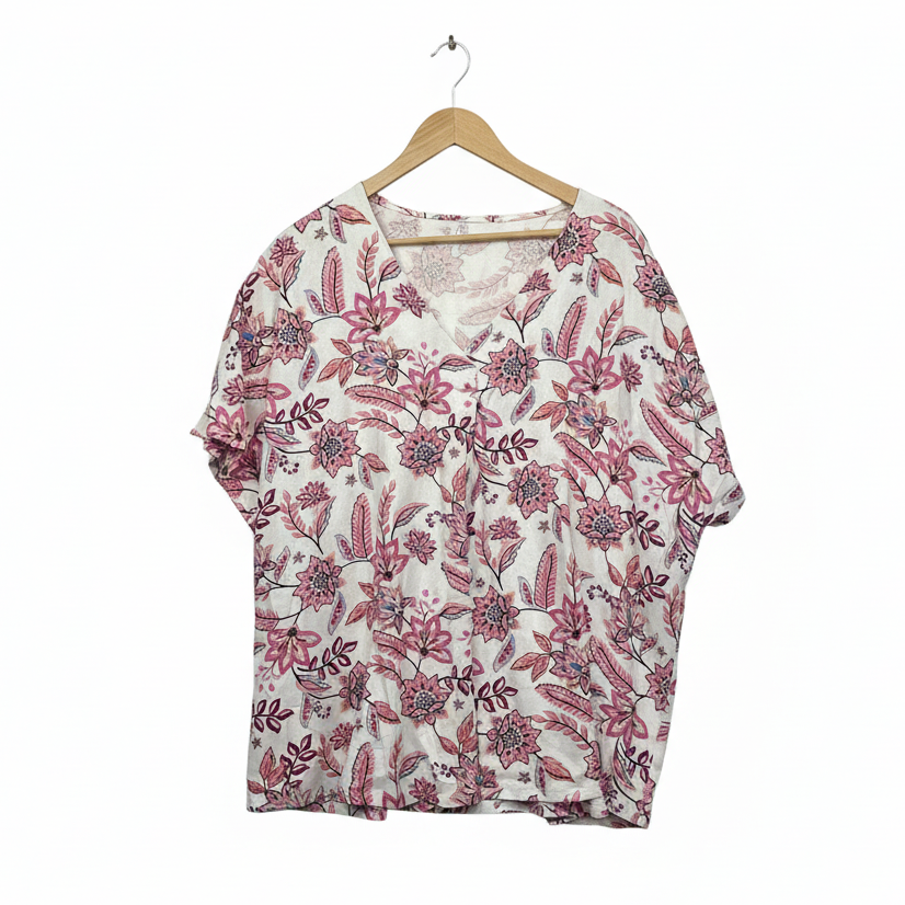 Anko White Pink Floral Top - Size 16/18