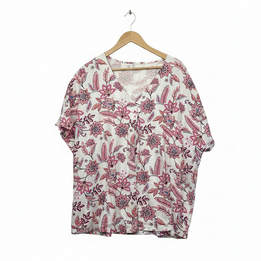Anko White Pink Floral Top - Size 16/18