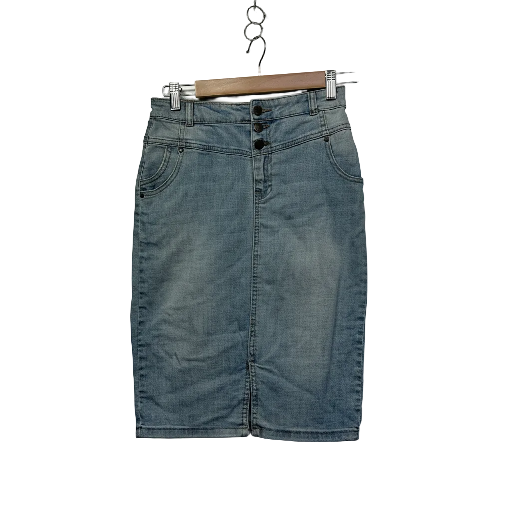 Forever New Grey Denim Skirt - Size 14