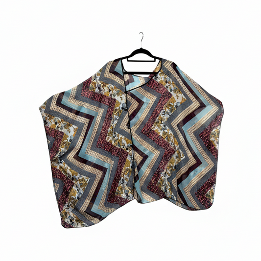 Multicoloured Geometric Floral Print Kimono - Front View