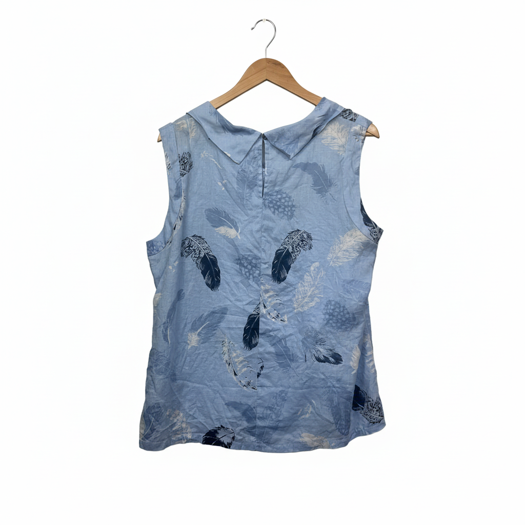 W.Lane Blue Feather Print Top - Detail