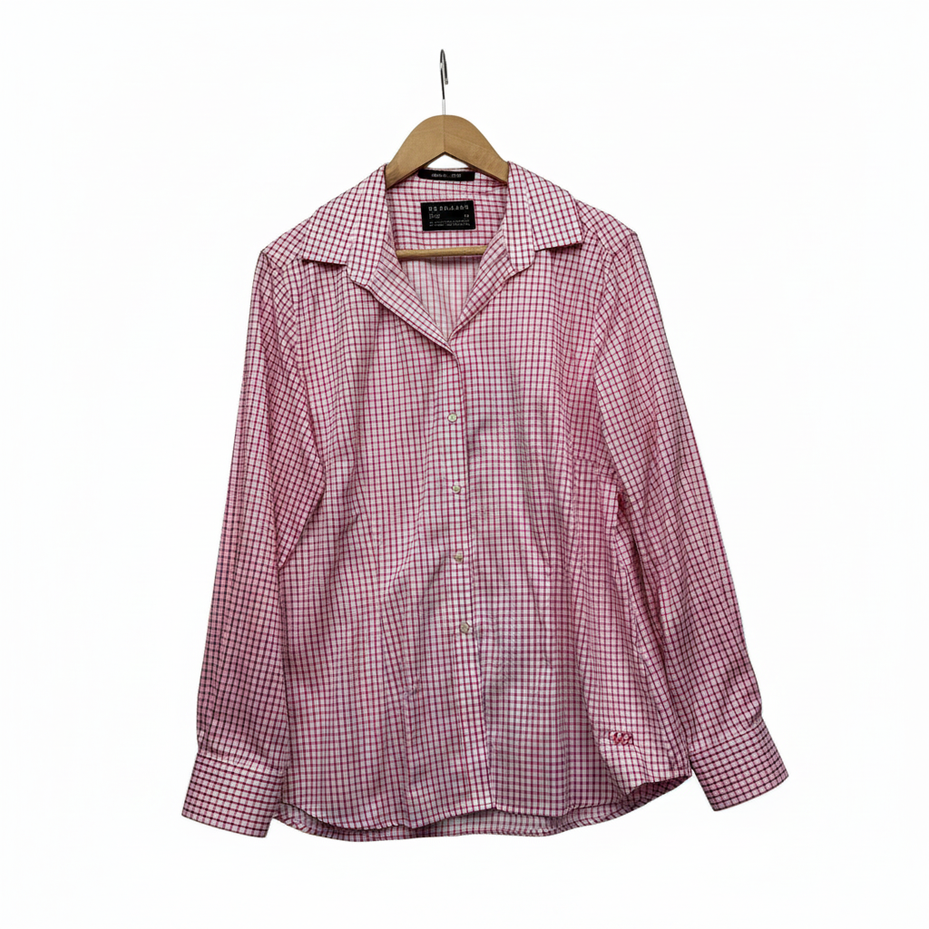 RB Sellars pink white check shirt size 16