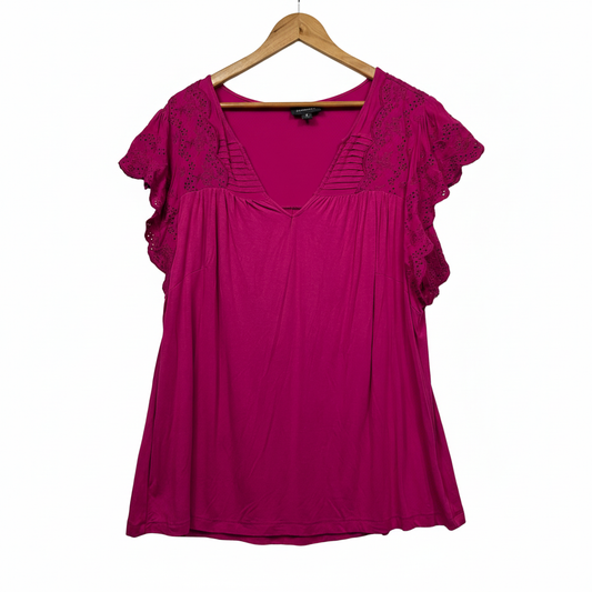 Autograph Magenta Broderie Top - Size 16/Small Plus