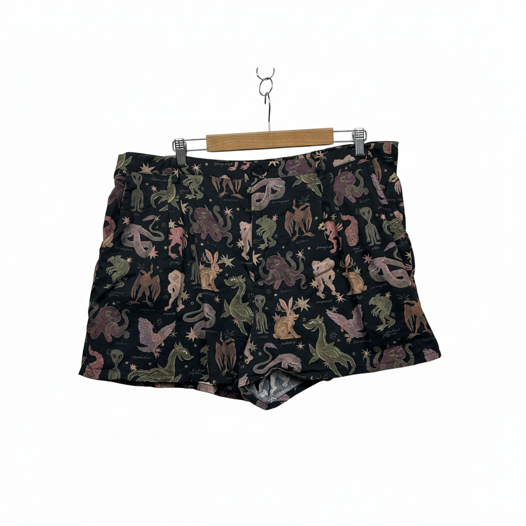 Black Friday Black Mythical Creatures Print Shorts - Size 20