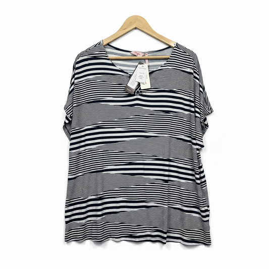 Millers Navy Blue White Striped Top - Size 18