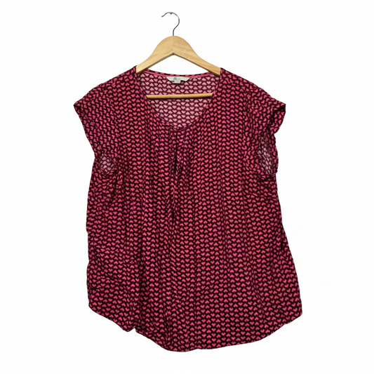 Boden pink geometric print top