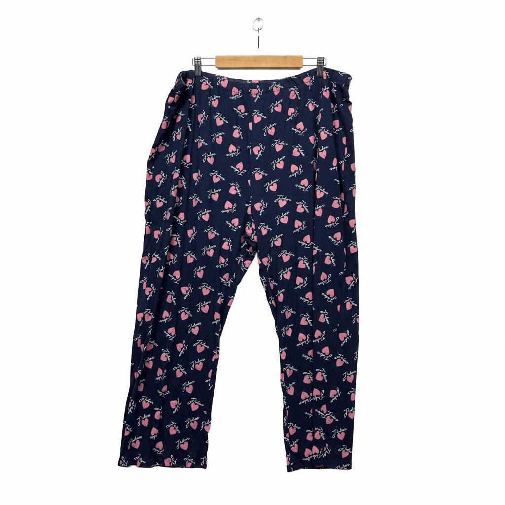 Avella Navy Blue Heart Print PJ Pants - Size 18