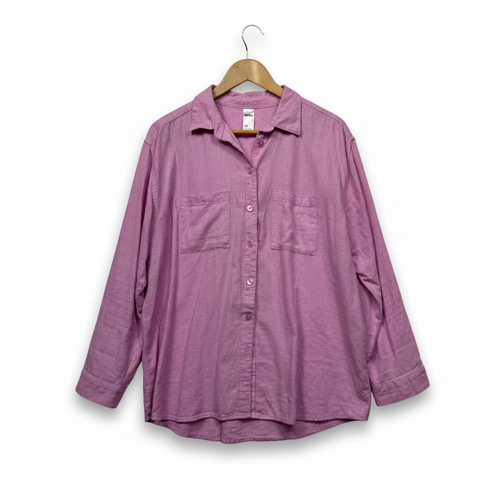 Anko Pink Lilac Long Sleeve Linen Blend Shirt - Size 14