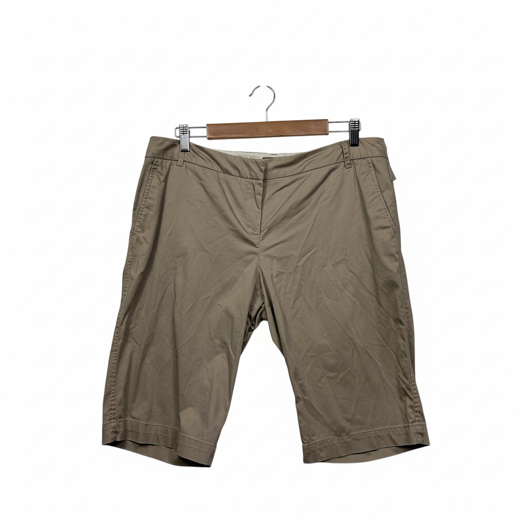 Sussan Khaki Bermuda Shorts with Cuffed Hem - Size 16