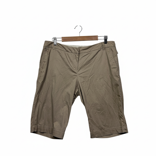 Sussan Khaki Bermuda Shorts with Cuffed Hem - Size 16