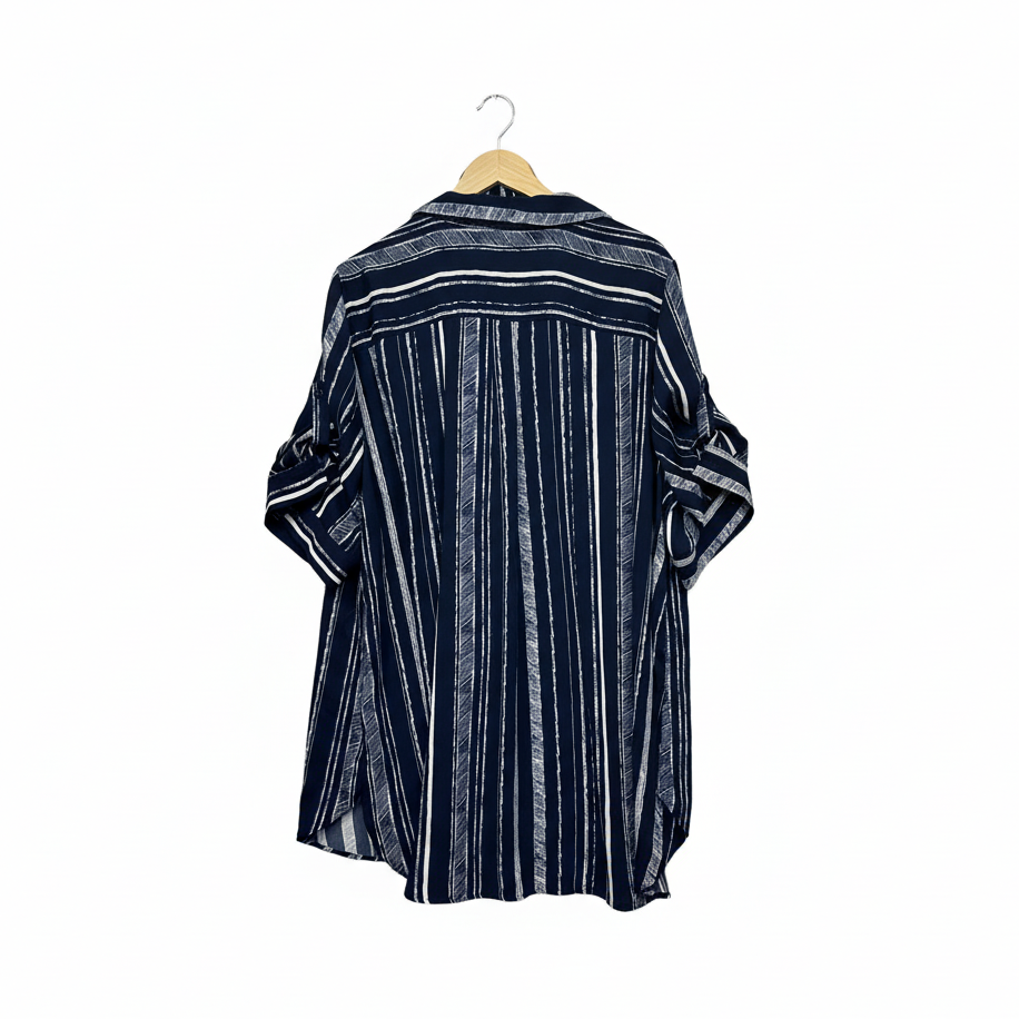 Autograph Navy and White Striped Playsuit - Size 22 fabric composition