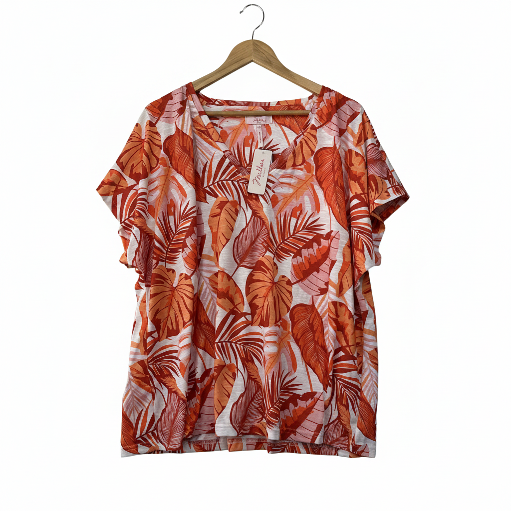 Millers Orange Tropical Floral Print Top - Size 22