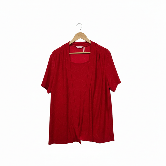 Millers Woman Red Textured Short Sleeve Cardigan Size 18