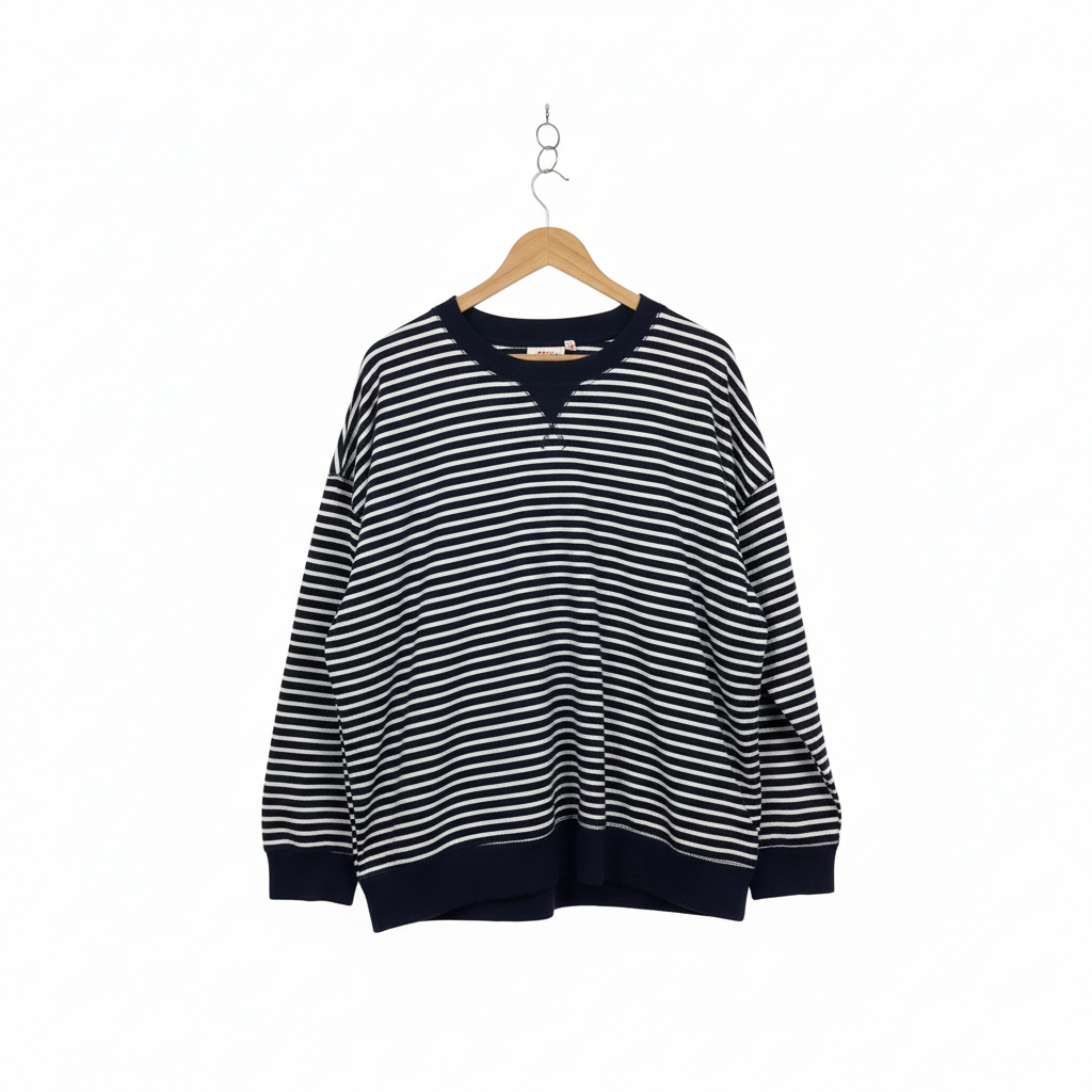 Millers Navy and White Striped Long Sleeve Top - Size 18