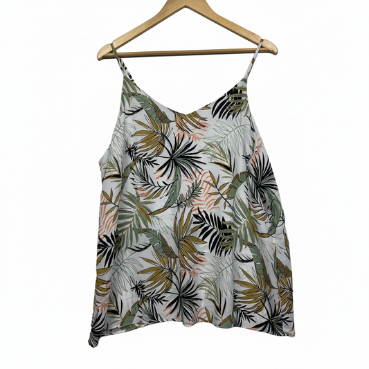 Anko White Palm Leaf Print Cami Top - Size 18