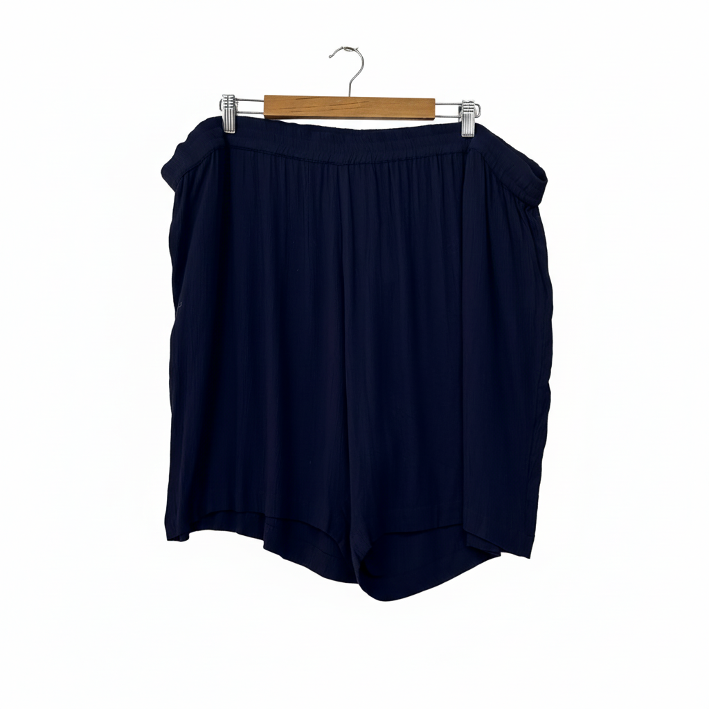 Autograph Navy Cheesecloth Shorts - Size 20