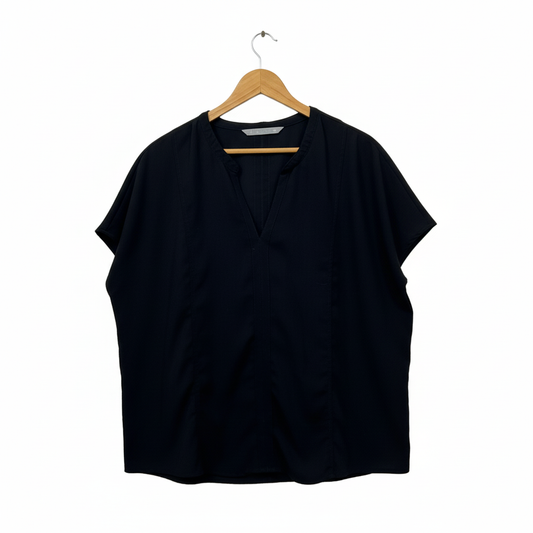 Katies black short sleeve top back view