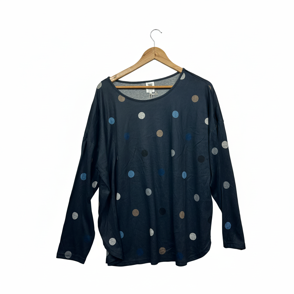 Rivers Charcoal Navy Polka Dot Top -  Size 20