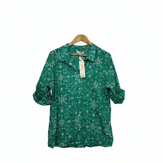 Millers Green Paisley Print Shirt -  Size 16