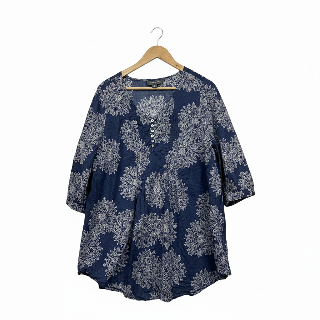 Autograph Navy White Floral Top - Size 16