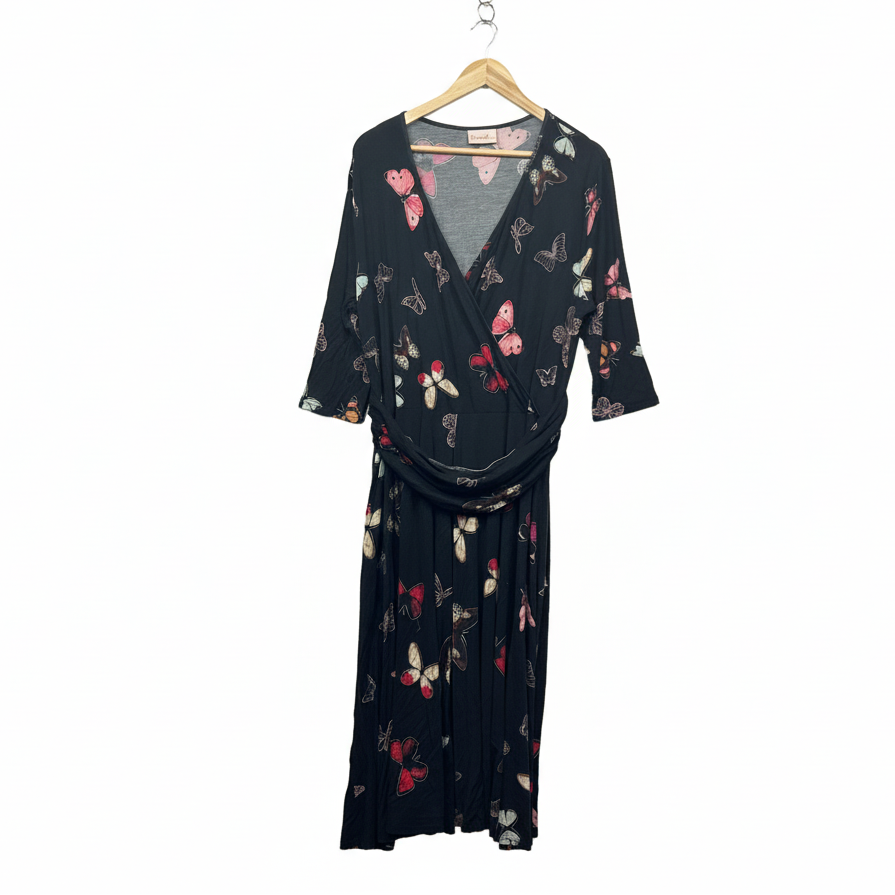 Maiocchi Butterfly Print Stretch Jersey Dress - Size 18