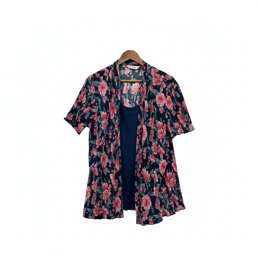 Millers Navy Floral Print Kimono Set Size 18