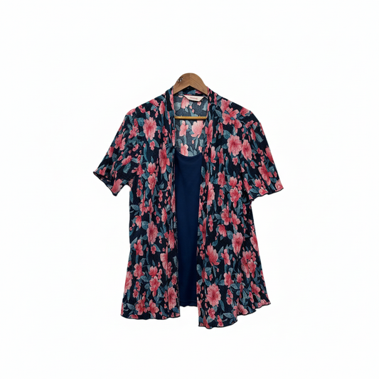 Millers Navy Floral Print Kimono Set Size 18